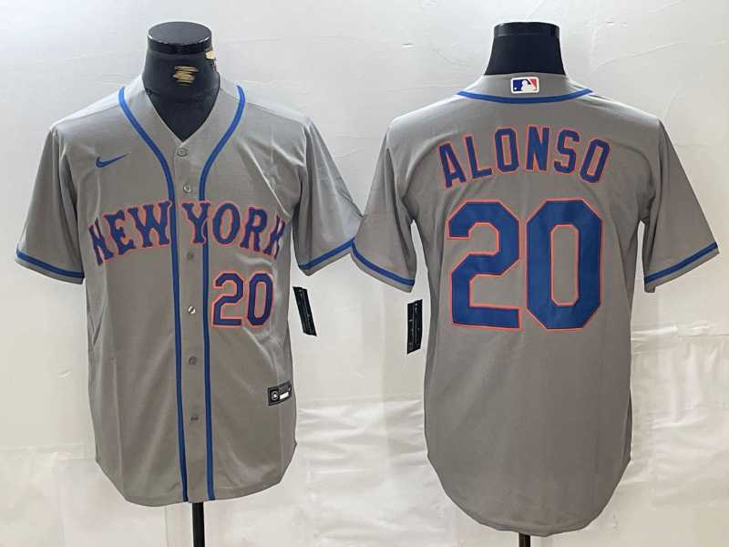Mens New York Mets #20 Pete Alonso Grey Stitched Baseball Jersey->new york mets->MLB Jersey